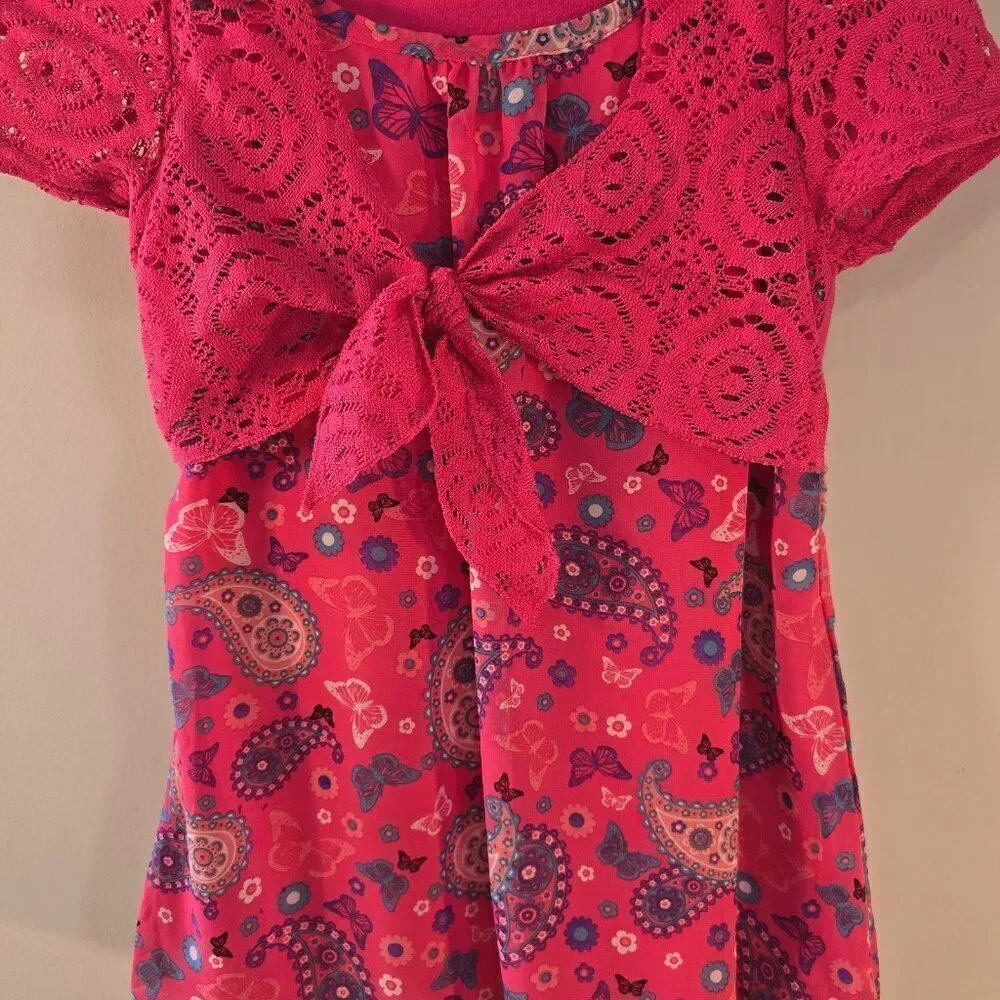 George Lace Shrug Dress Girl's L (10-12) Pink Blue One Piece